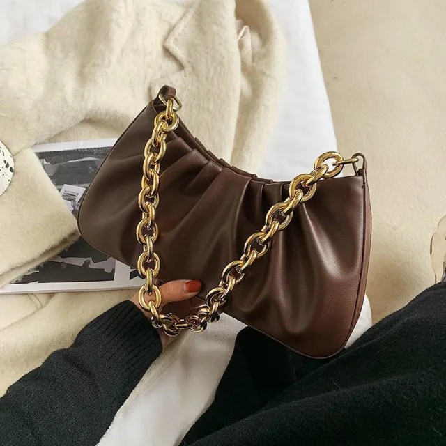 New Trendy Korean Style Chain Shoulder Armpit Bag Coffee - Shop at LoveMi
