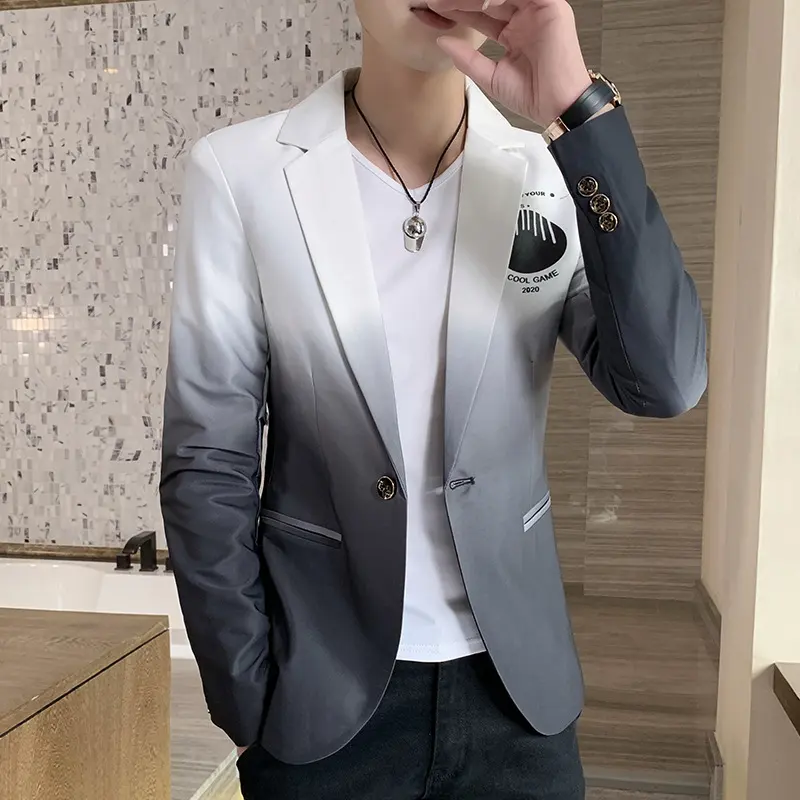 Blazer Men New Male Gradient Suit Jacket Masculino Korean
