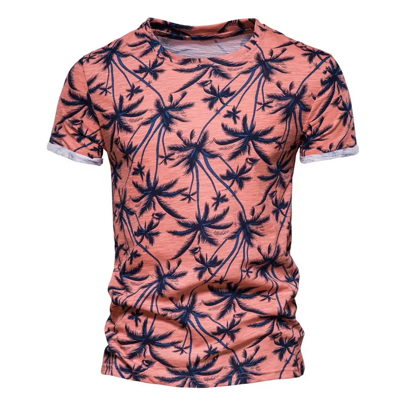Coconut Print T-shirt Trend Round Neck Men's Bottoming Shirt