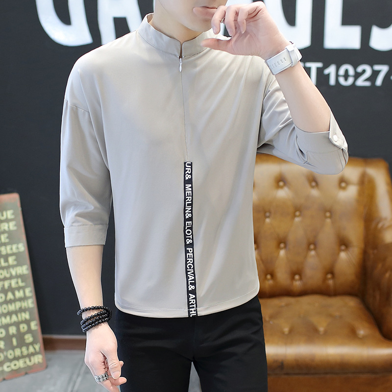Ice Silk Feeling Three-Quarter Sleeve T-Shirt Korean Style Fashion Temperament