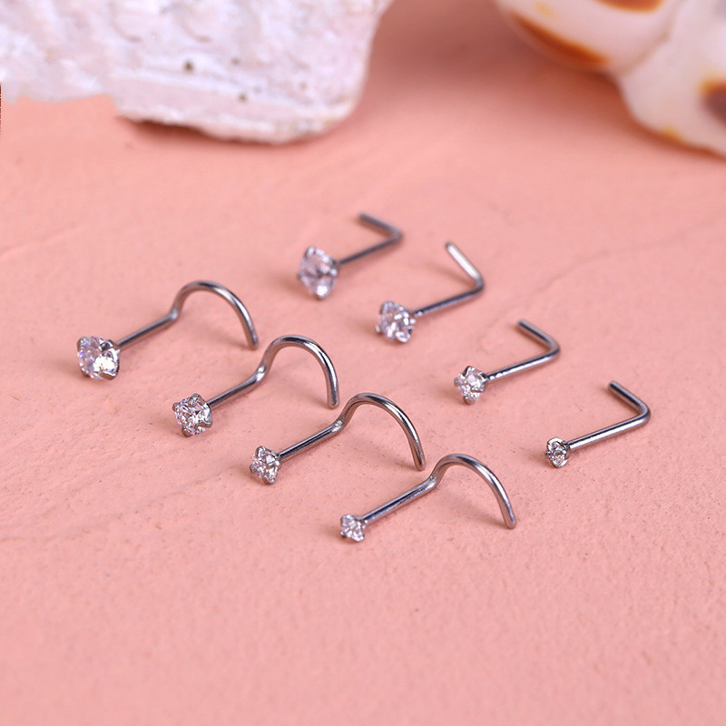 L-shaped Stainless Steel Zircon Nose Nail