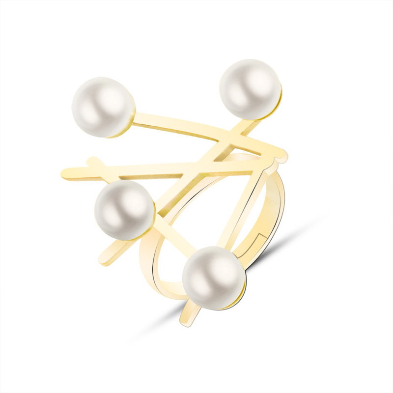 Cross Symbol Magazine Style Pearl Fashion Ring — foto 4