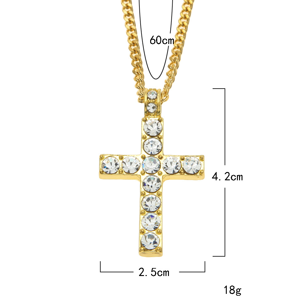 Hot Selling European And American Hip Hop Men's Classic Cross Pendant Diamond Cross Necklace