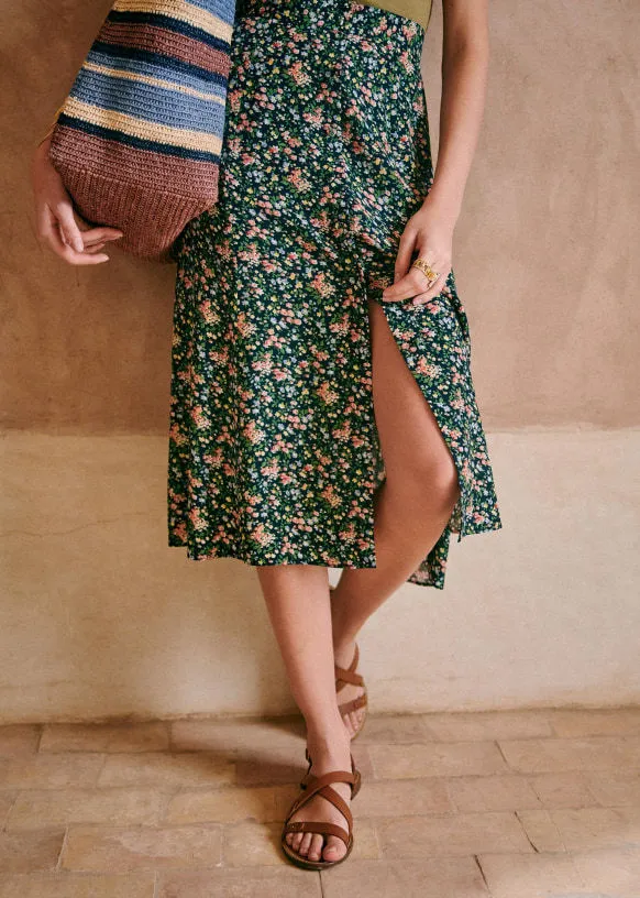 Slit Skirt High Waist All match A line Midi Skirt Green - Shop at LoveMi