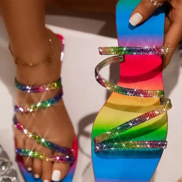 Hot Rhinestone Flip Flop Women's Flat Sandals Purple - Shop at LoveMi