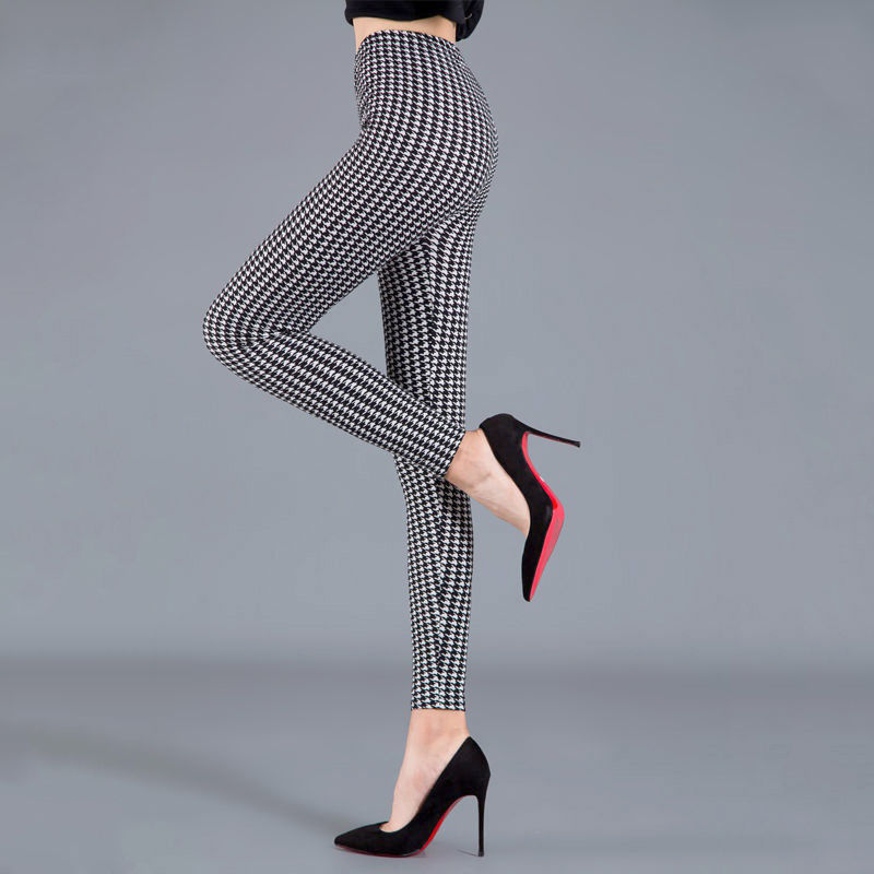 Thin cropped cotton leggings Houndstooth S - Shop at LoveMi
