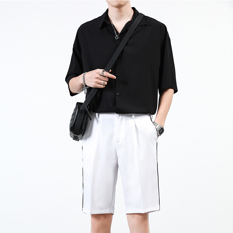 Title 3, Mens Hong Kong Style Shirt Suit Shorts Korean ...