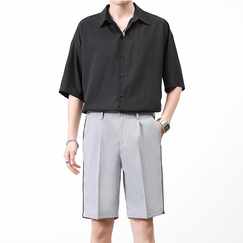 Title 7, Mens Hong Kong Style Shirt Suit Shorts Korean ...