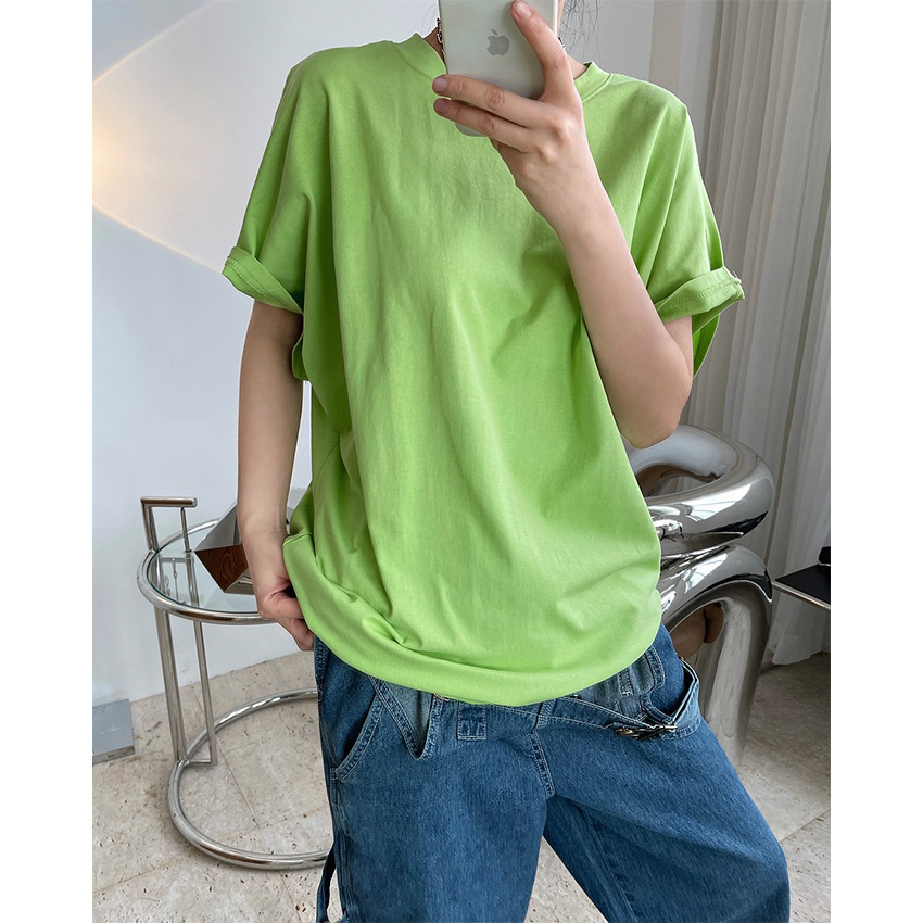 Title 2, Fruit Green Summer Korean Simple Round Neck Sho...