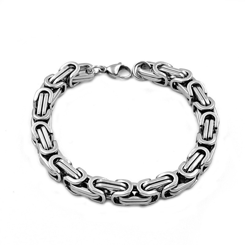 Stainless Steel Men's Byzantine Bracelet Monarch Emperor Chain Bracelet