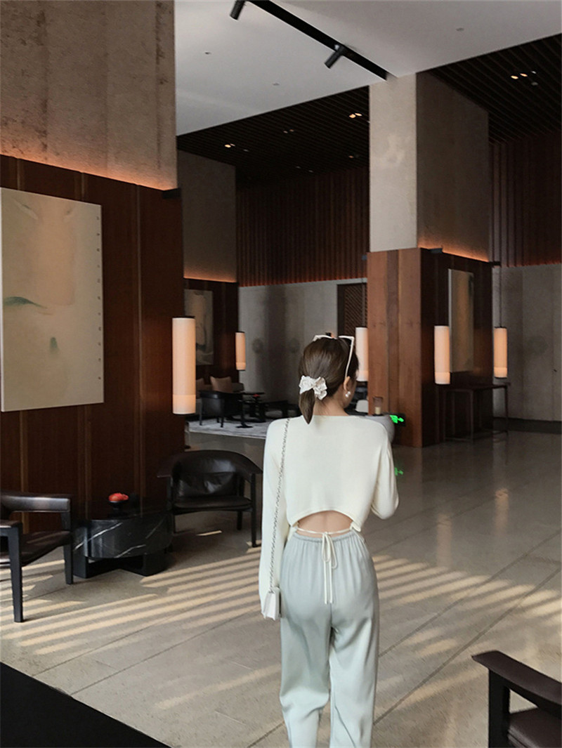 Chiffon Slippery Pants Women's Summer Airy Drape Drawstring Casual Pants