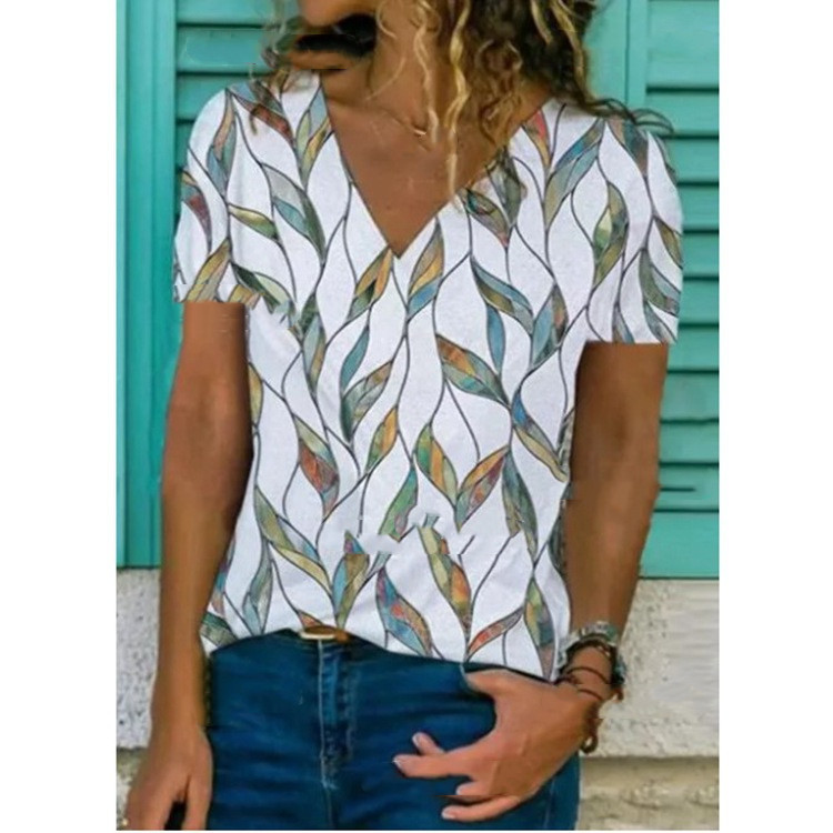 Title 3, Summer Short Sleeved Loose Print Temperament V ...