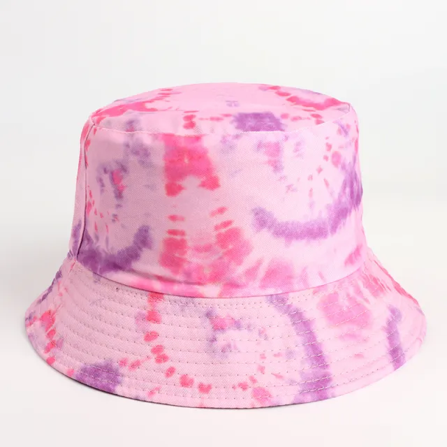 Tie dye Color Double sided 3D Printing Pattern Basin Hat Pink - Shop at LoveMi