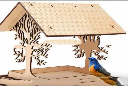 Wooden Home Garden Outdoor Bird Feeder Pendant