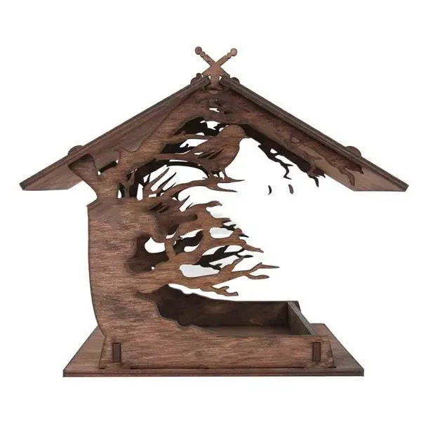 Wooden Home Garden Outdoor Bird Feeder Pendant