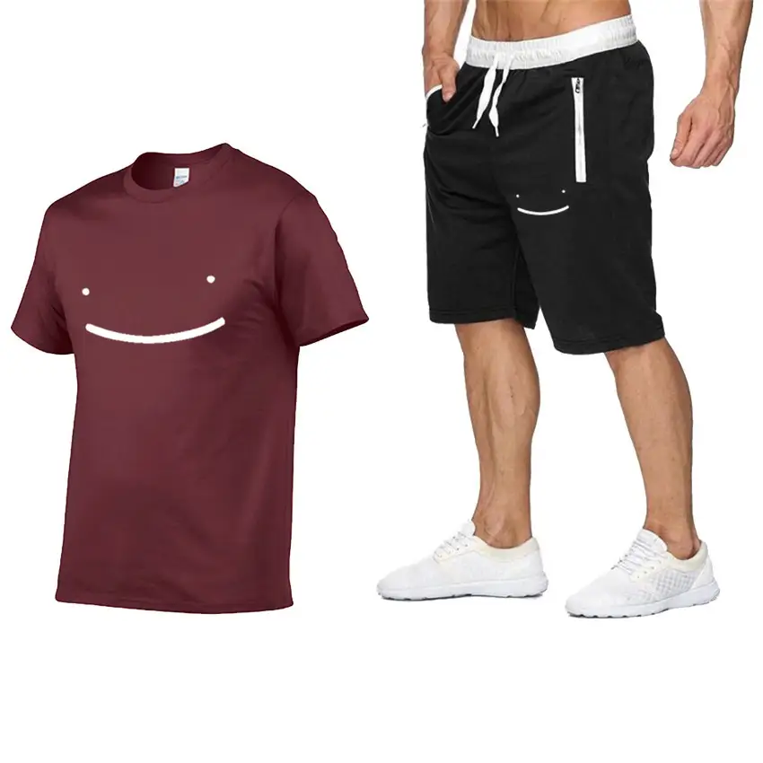 Men's 2D Printed Short-sleeved Round Neck Casual Suit