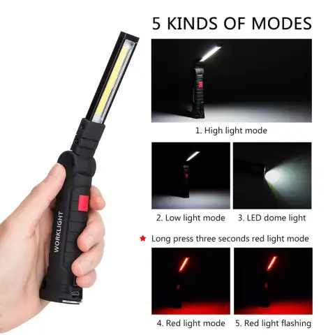 COB LED Tactical Flashlight USB Rechargeable Torch Waterproof Work