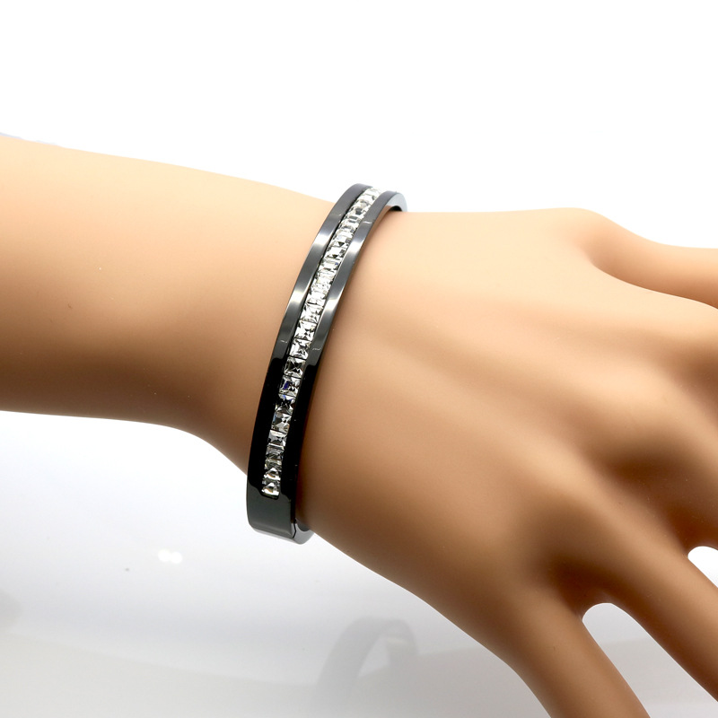 Stainless Steel Bracelet  Style Square Diamond Full Rhinestone Bracelet