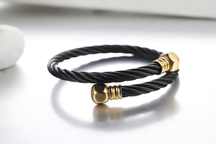 Steel Wire Braided Hemp Rope Bracelet, Stainless Steel Bracelet, Korean Jewelry