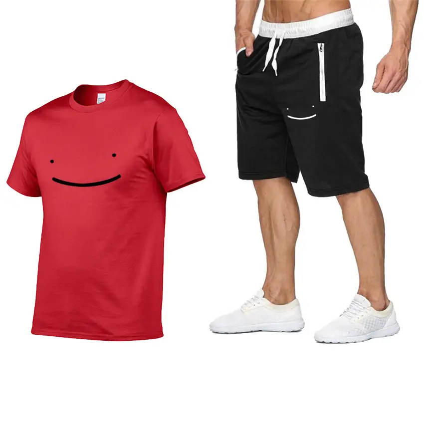 New 2D Printed Short Sleeved Round Neck Casual Suit