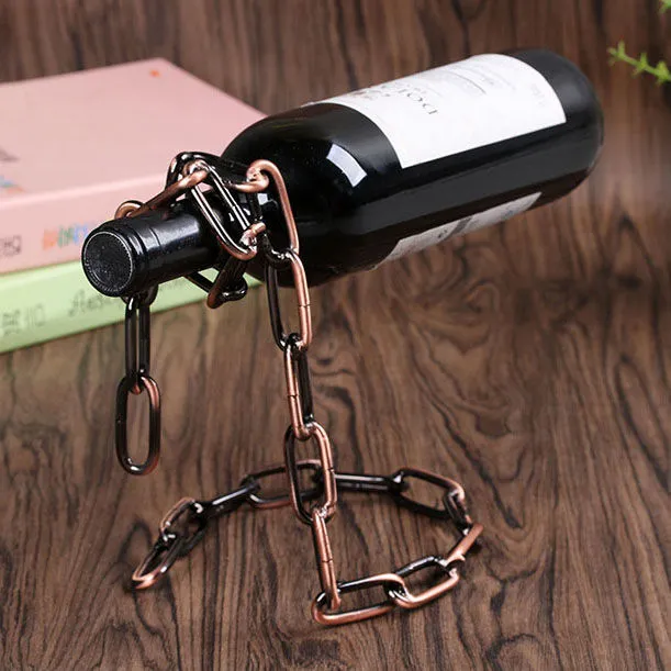 Suspended Wrought Iron Chain Red Wine Shelf Wine Bottle Decoration European Style Rose Gold - Shop at LoveMi