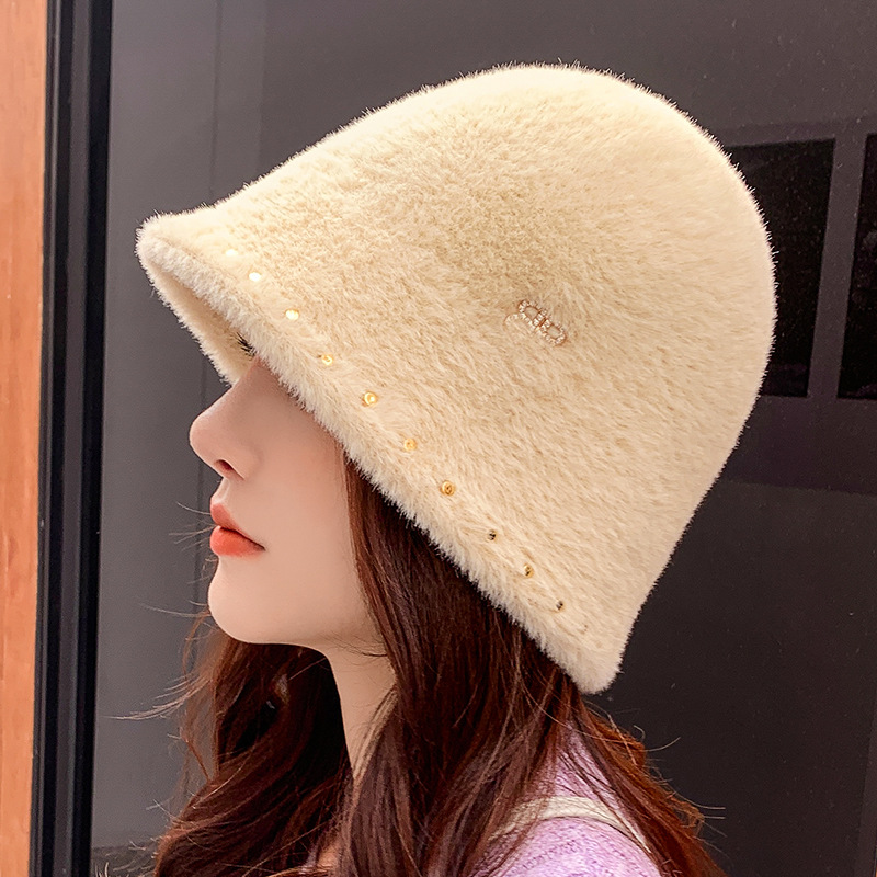 Ladies Fisherman Hat Letters Casual Warm Bucket Hat