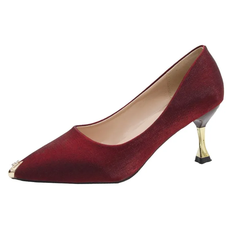 New High Heeled Women's Shoes With Stiletto Heel And Pointed Toe - Red