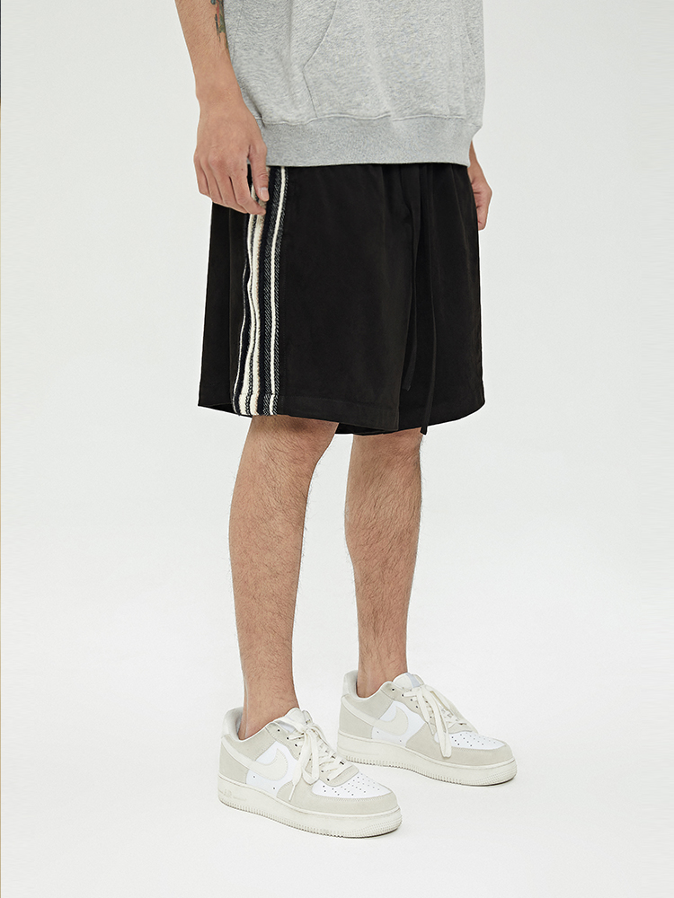 Side Rough-grain Stitching Shorts Suede Five-point Pants