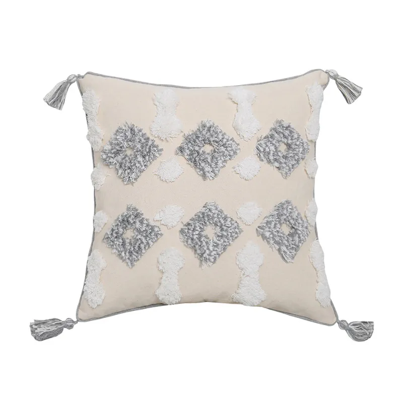 Hand-embroidered Tufted Throw Pillow Fringed Pillow Waist Pillow Case – image 2
