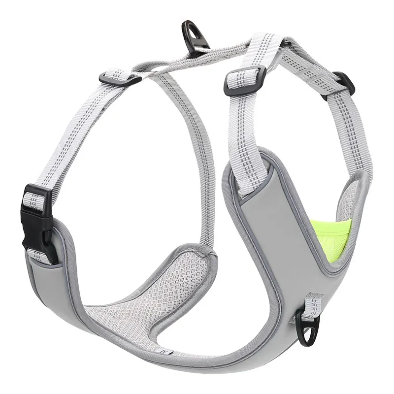 Chest Back Dog Breast Strap Adjustable Outdoor Trekking Big Dog Chest Back Leash - Grey