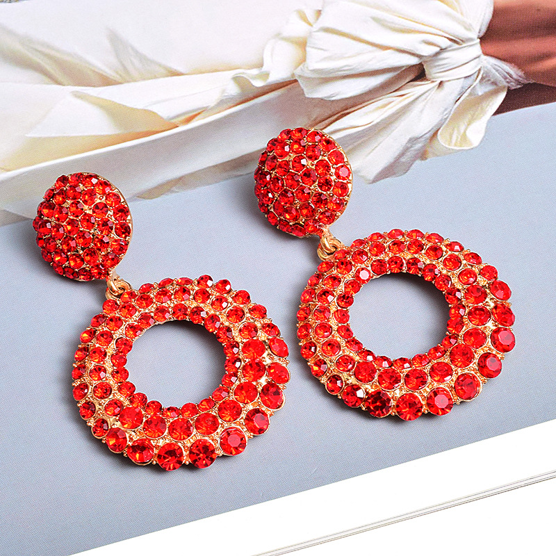 European And American Fashion Big Round Temperament Diamond Earrings Jewelry