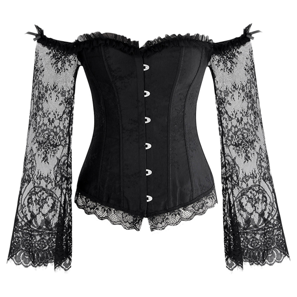 Korean Style Shoulder-to-shoulder Bridal Wedding Dress With Long Sleeves Lace