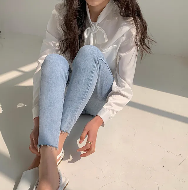 Skinny Jeans Women"s Spring New High Waist Slim Pencil Blue - Shop at LoveMi
