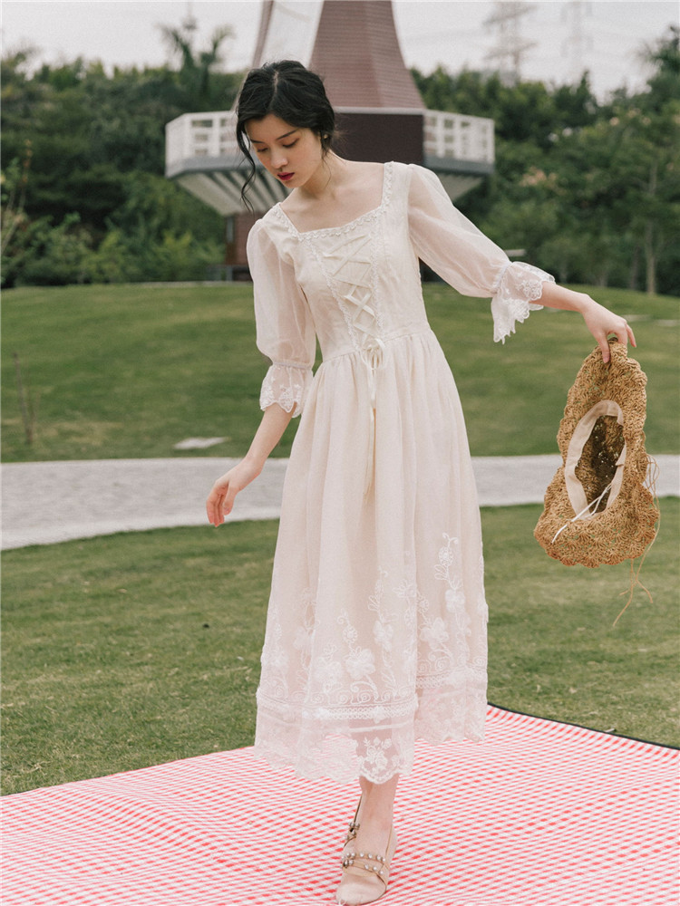 Square-Neck Long Sleeve Dress, picture 3 of 5