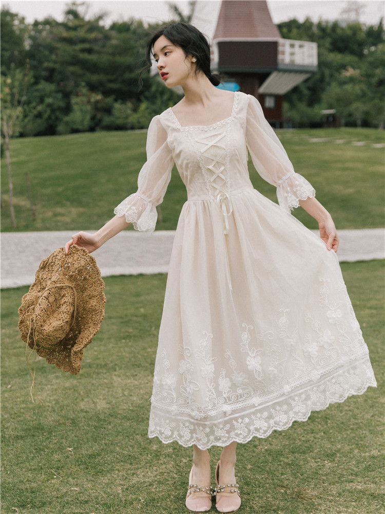 Square-Neck Long Sleeve Dress, picture 2 of 5