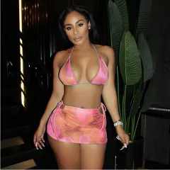 European And American New Style Bikini Tethered Two-piece Sexy Fashion Swimsuit - Pink - View 1