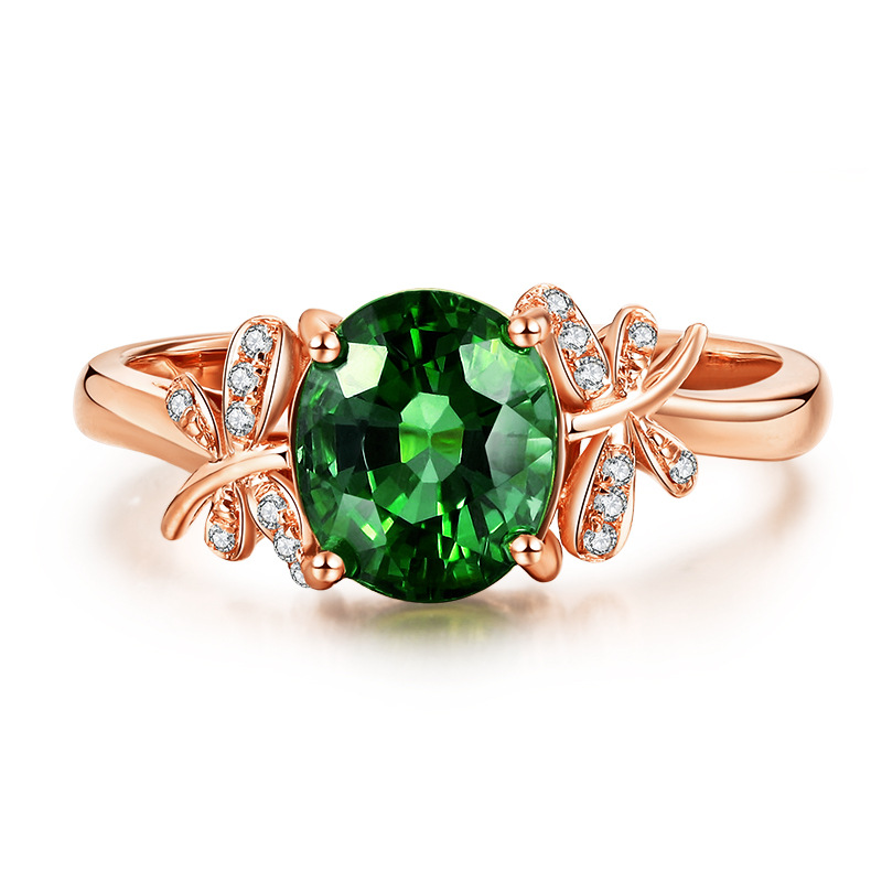 European And American Temperament Emerald Opening Adjustable Ring
