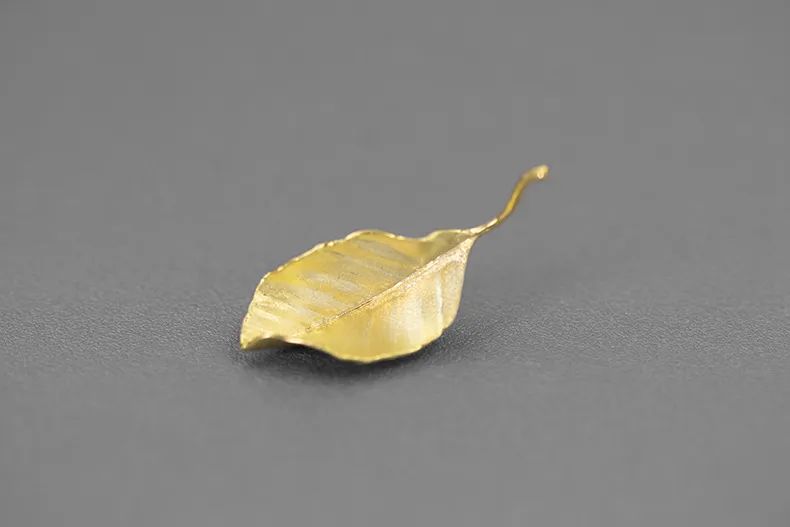 Leaf Brooch 925 Sterling Silver Suit Metal Decoration Boys Jacket Fixed - Golden