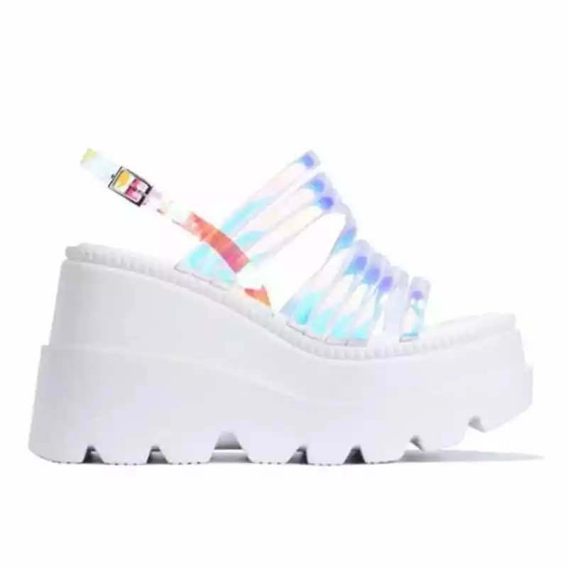Women's Transparent Lace-up Platform High Heel Sandals