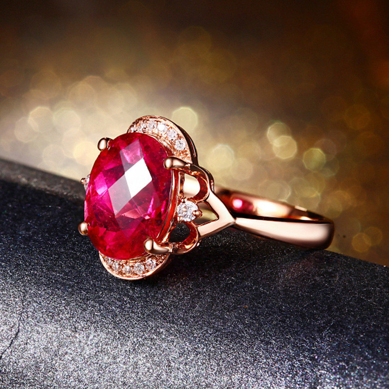 18K Rose Gold Imitation Tourmaline Ring