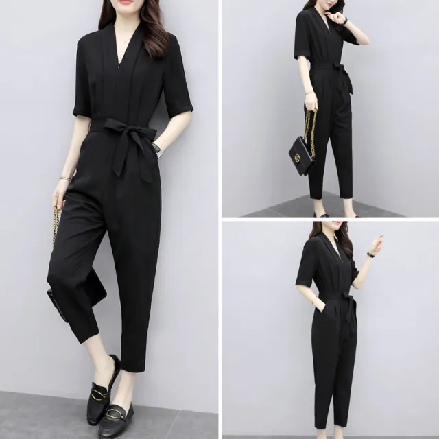 High waisted Chiffon Overalls Black - Shop at LoveMi