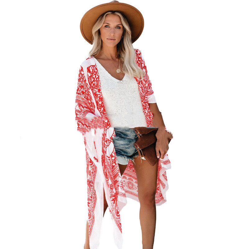 Women's Bohemian Loose Cardigan Three Color Cotton Blouse