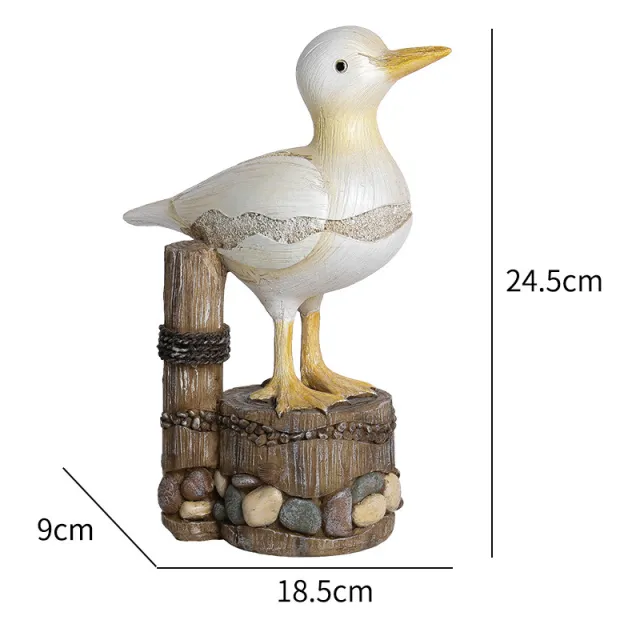 Seagull Figurine Statue Seabird Stump Ornament Animal Bird Resin Sculpture Coastal Beach Home Office Decoration Birthday Gift White - Shop at LoveMi