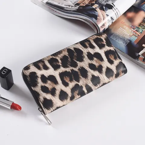 Fashion Long Zipper Women Wallets Bright Leather Black
