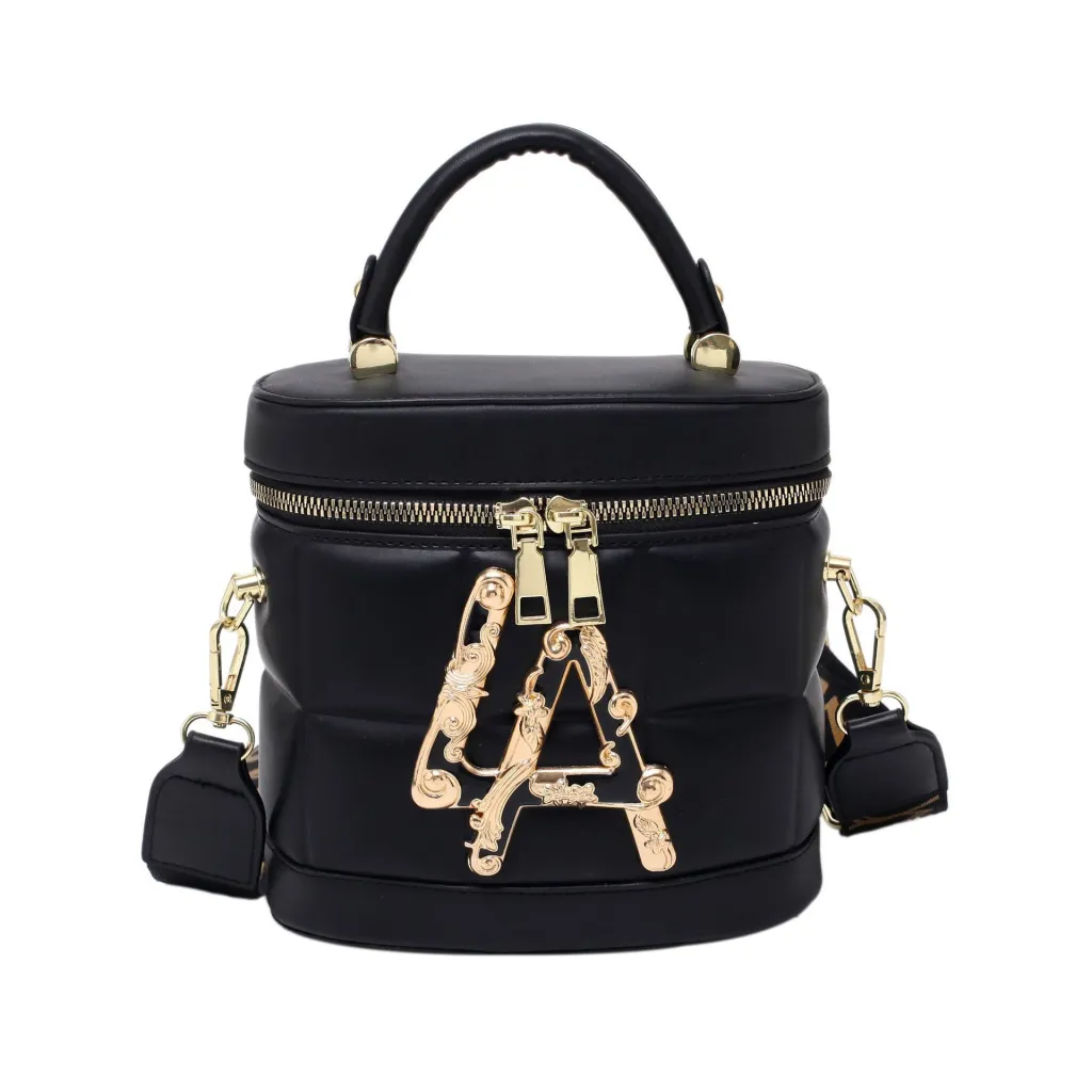 Single Shoulder Messenger Bag Winter LA Bag Fashion Bucket Handbag - Black