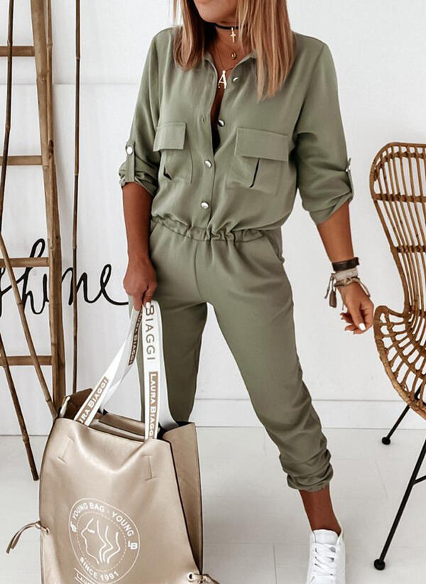 Title 5, New Womens Solid Color Long Sleeved Overalls