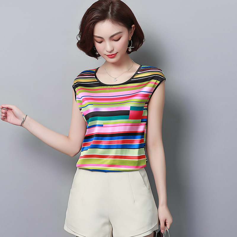 Printed Temperament Chiffon Shirt Sleeveless Top Floral Small Shirt