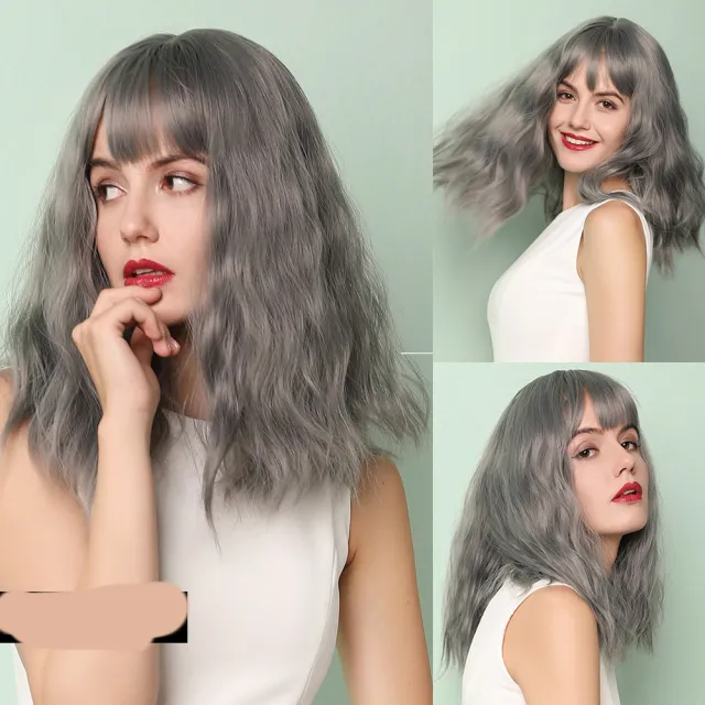 Black Gradient Gold Ladies Short Curly Hair Grey - Shop at LoveMi