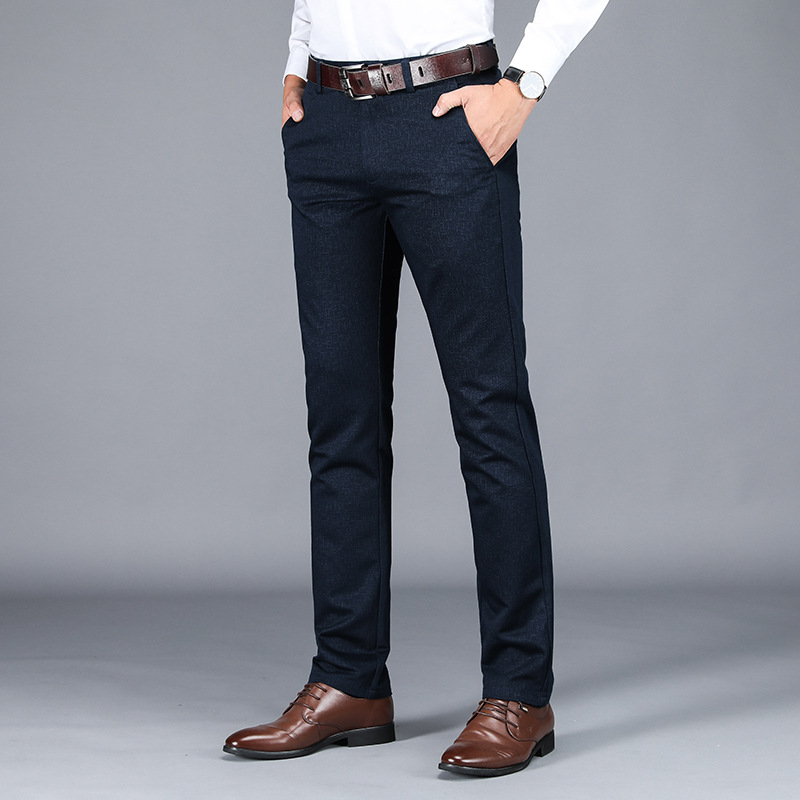 Men's Casual Pants Men's Straight Loose Stretch Plaid Long Pants