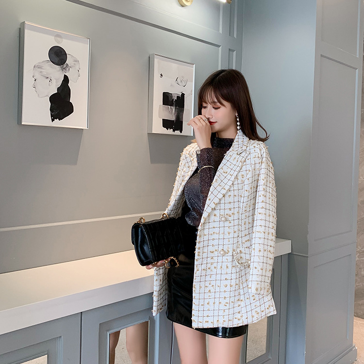 Tweed Small Suit Jacket Women Casual Top